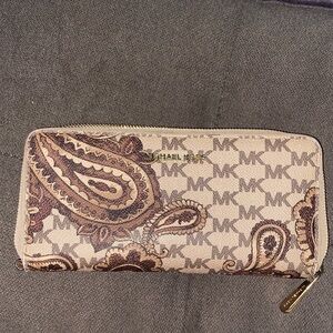 Michael Kors Tan and Brown Paisley Wallet
